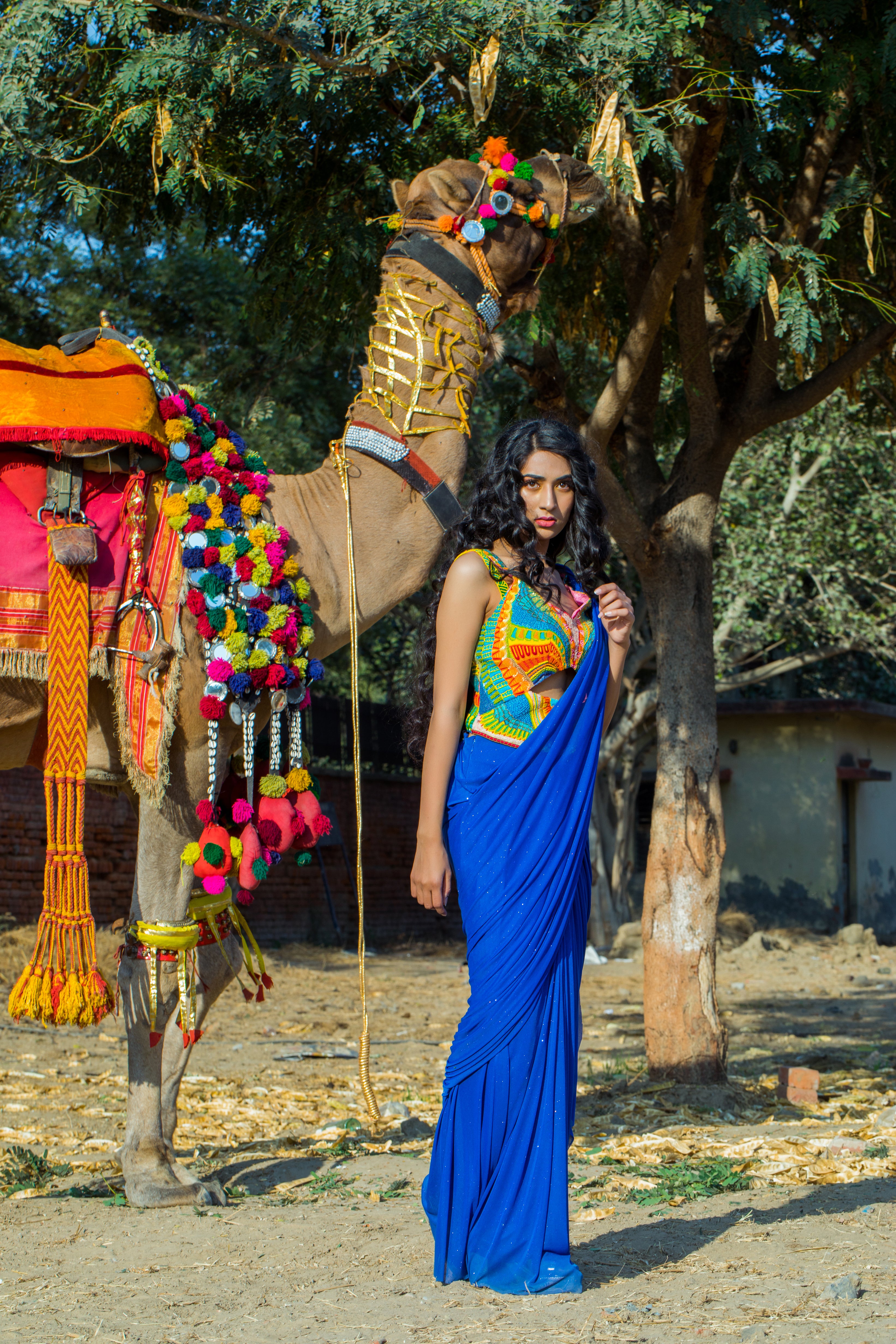 Beaded Corset with Glittery Drape Saree - Saaj By Ankita
