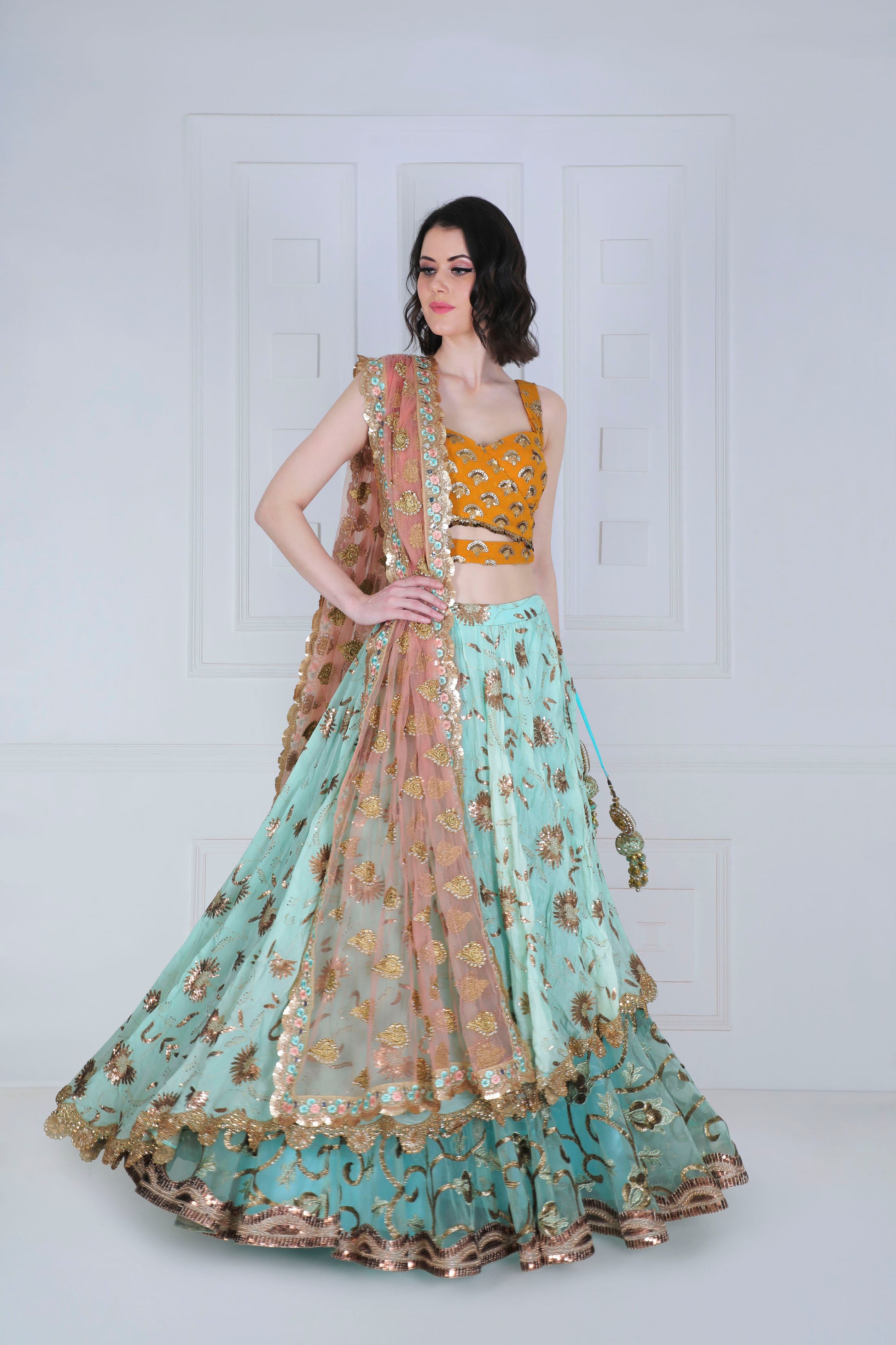 Colour Blocking Lehenga - Saaj By Ankita