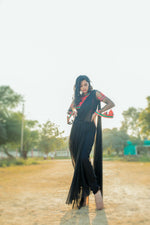 Load image into Gallery viewer, Pre-Draped Pant-Sari in Glitter Jersey - Saaj By Ankita
