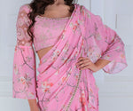 Load image into Gallery viewer, Printed Ruffle Sari with Modern Blouse - Saaj By Ankita
