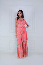 Load image into Gallery viewer, Ruffle Palla, Sharara Saree with concept embroidered Blouse - Saaj By Ankita
