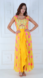 Load image into Gallery viewer, Drape dress with Embroidered Cape - Saaj By Ankita
