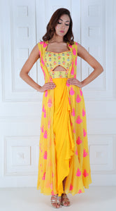 Drape dress with Embroidered Cape - Saaj By Ankita