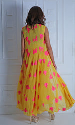Load image into Gallery viewer, Drape dress with Embroidered Cape - Saaj By Ankita
