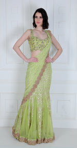 Load image into Gallery viewer, Embroidered Kalidaar Saree - Saaj By Ankita
