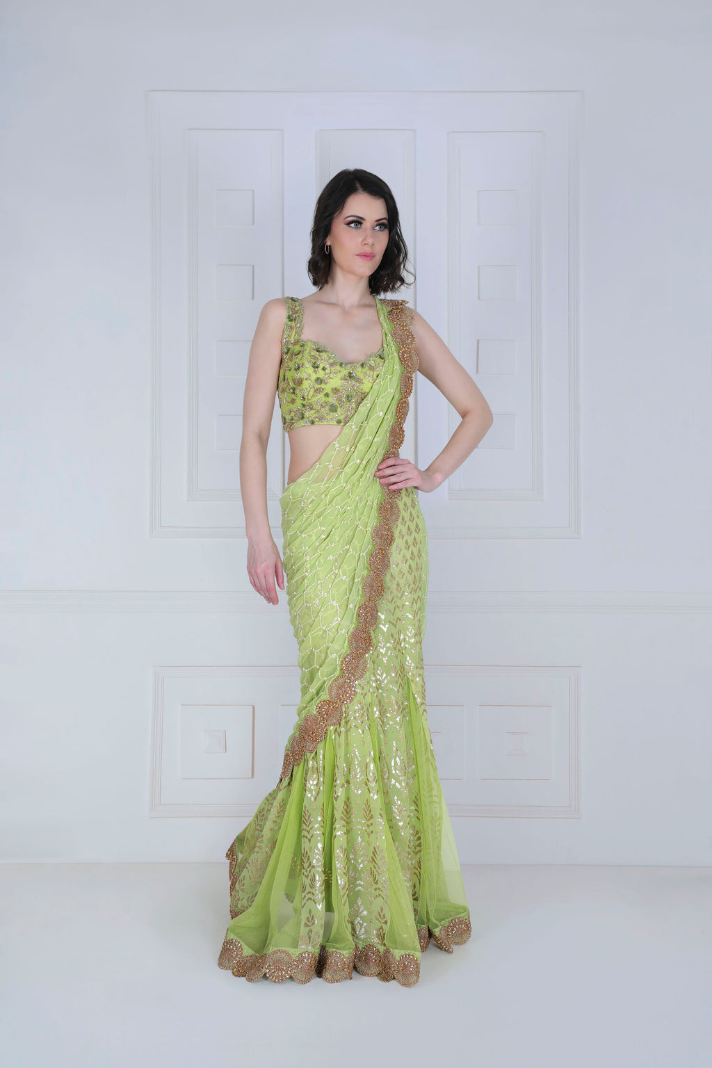 Embroidered Kalidaar Saree - Saaj By Ankita