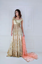 Load image into Gallery viewer, Off-shoulder Anarkali with Lehenga - Saaj By Ankita
