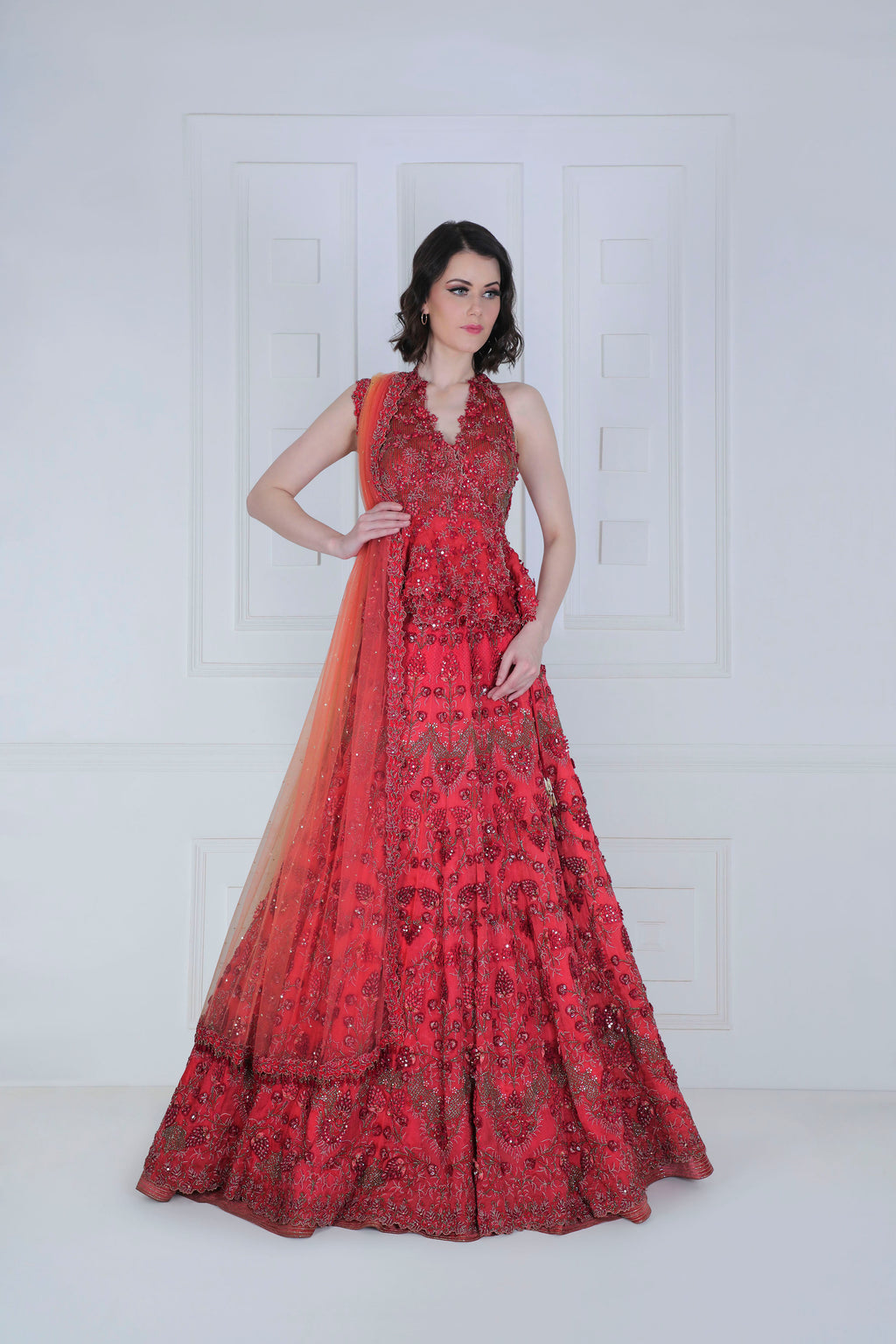 Peplum Choli Monotone Bridal Lehenga - Saaj By Ankita