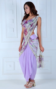 Dhoti-Saree with Hand-painted Palla - Saaj By Ankita