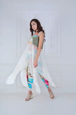 Load image into Gallery viewer, Embroidered Shrug with Uneven hem kurta an Dhoti pants - Saaj By Ankita
