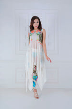 Load image into Gallery viewer, Embroidered Shrug with Uneven hem kurta an Dhoti pants - Saaj By Ankita
