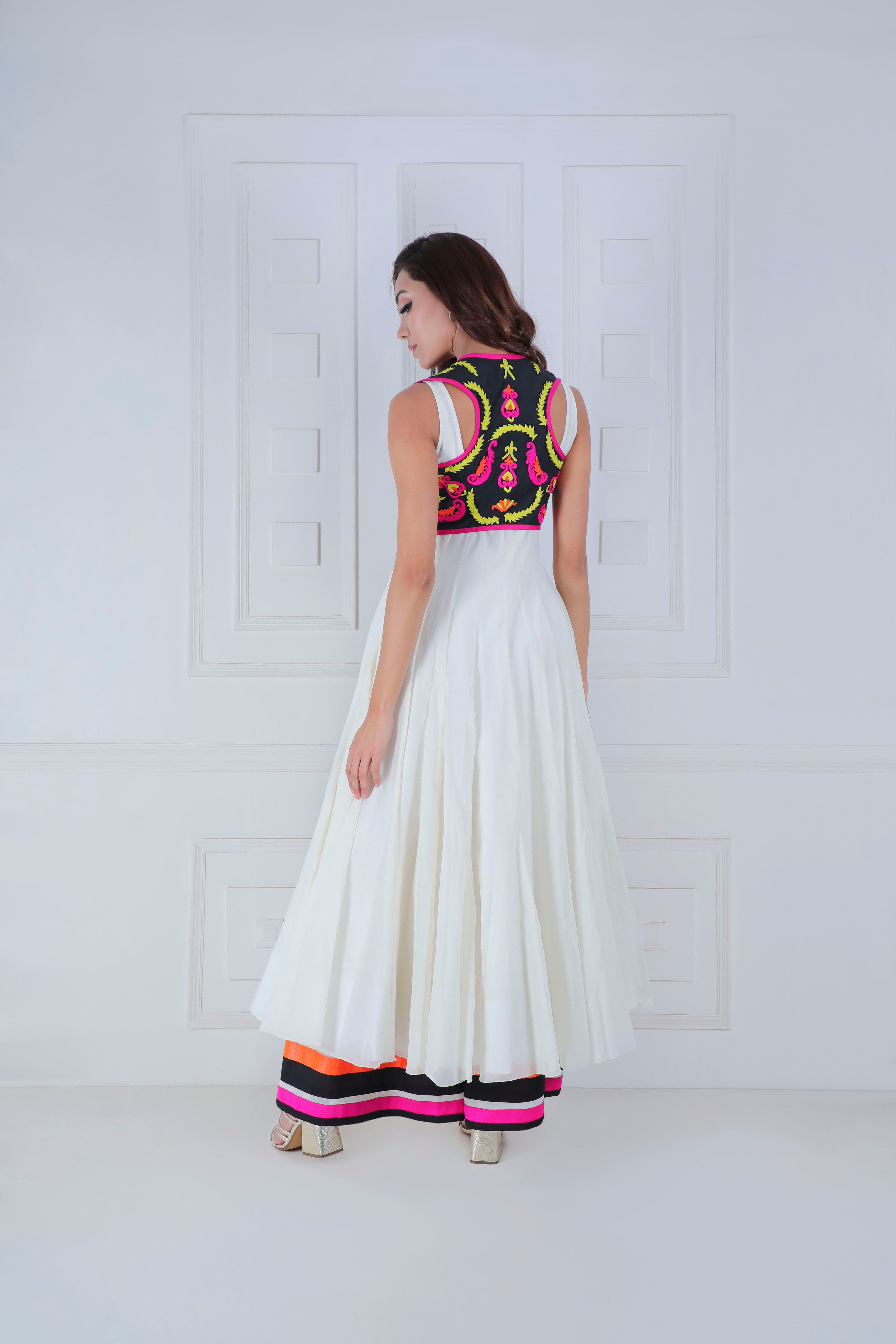 Harness - Anarkali with colourblocking Details - Saaj By Ankita