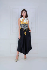 Quirky Giraffe Embroidered Jacket with Layered Pants - Saaj By Ankita