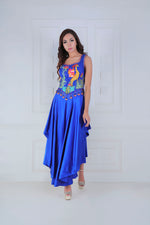 Load image into Gallery viewer, Quirky Giraffe Embroidered Jacket with Layered Satin Pants - Saaj By Ankita
