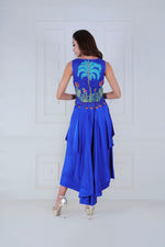 Load image into Gallery viewer, Quirky Giraffe Embroidered Jacket with Layered Satin Pants - Saaj By Ankita

