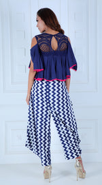 Load image into Gallery viewer, Flair Top with Printed Pleated Pants - Saaj By Ankita
