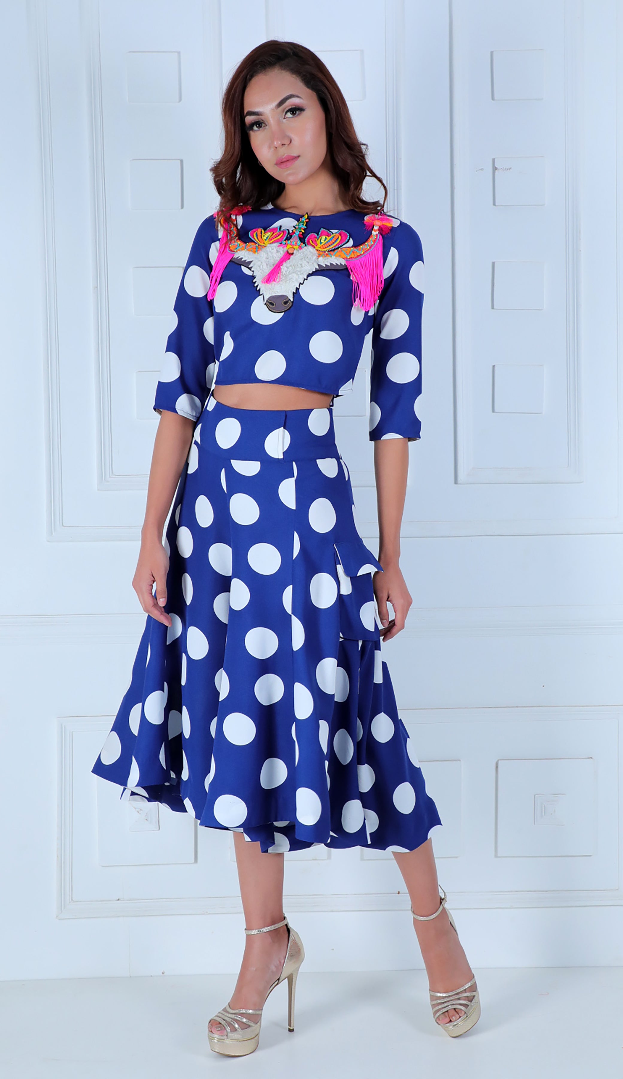 Polka Co-Ord with Yak Embroidery - Saaj By Ankita