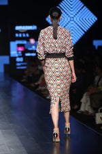 Load image into Gallery viewer, Handwoven Cotton in Geometric Pattern Calf-Length Sheath Dress - Saaj By Ankita

