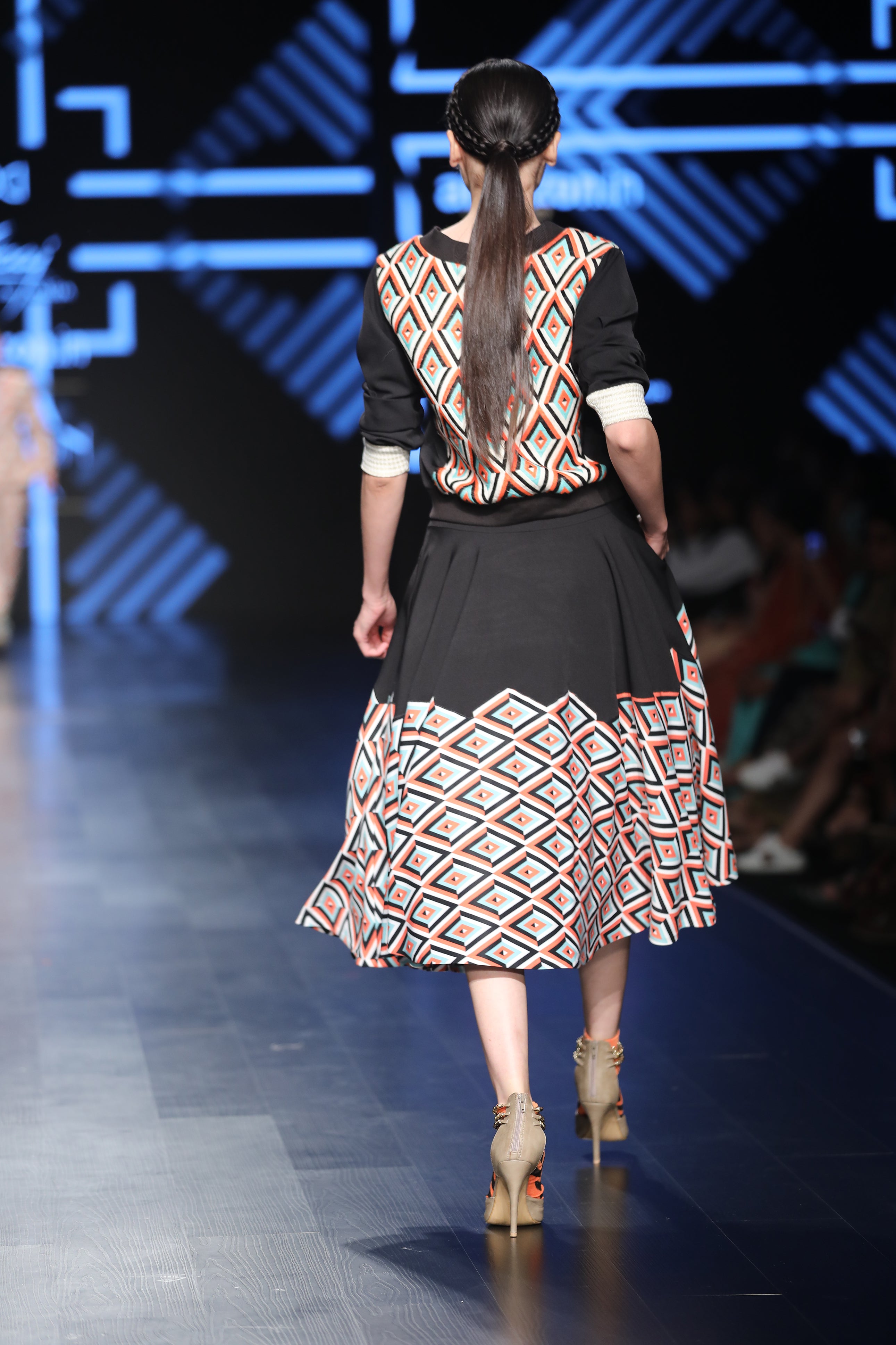 Geometric Pattern Printed on Flared Skirt - Saaj By Ankita