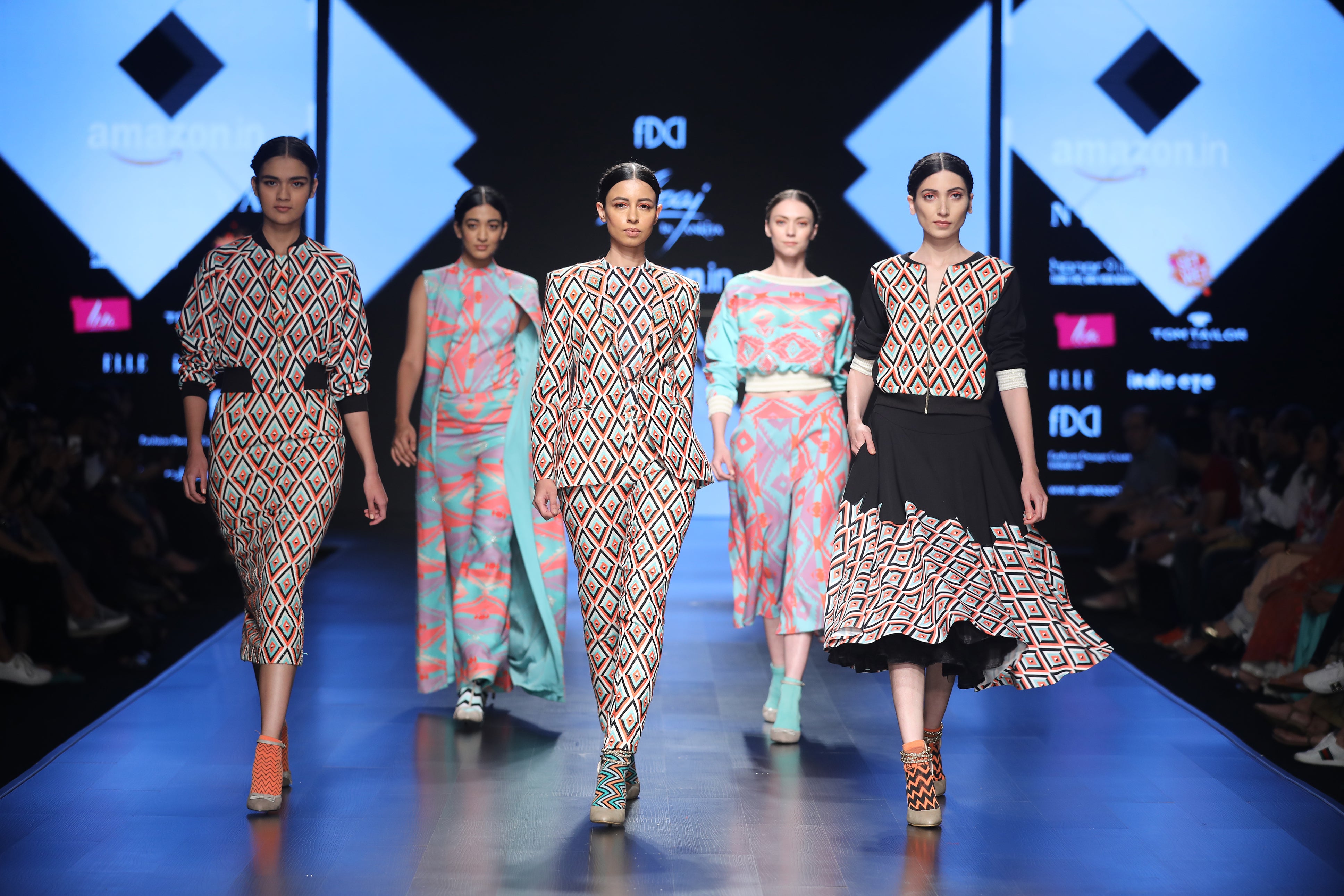 Geometric Printed Crop-Bomber Jacket - Saaj By Ankita