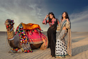 Lehnga-Saree Print on Print Style With Embroidered Border - Saaj By Ankita