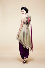 Load image into Gallery viewer, High-Low Top with Velvet Salwar - Saaj By Ankita
