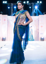 Load image into Gallery viewer, Ombre Sari Gown with Beaded Collar - Saaj By Ankita
