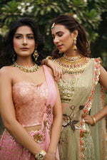 Load image into Gallery viewer, Attached Drape Chikankari Embroidered Lehenga - Saaj By Ankita
