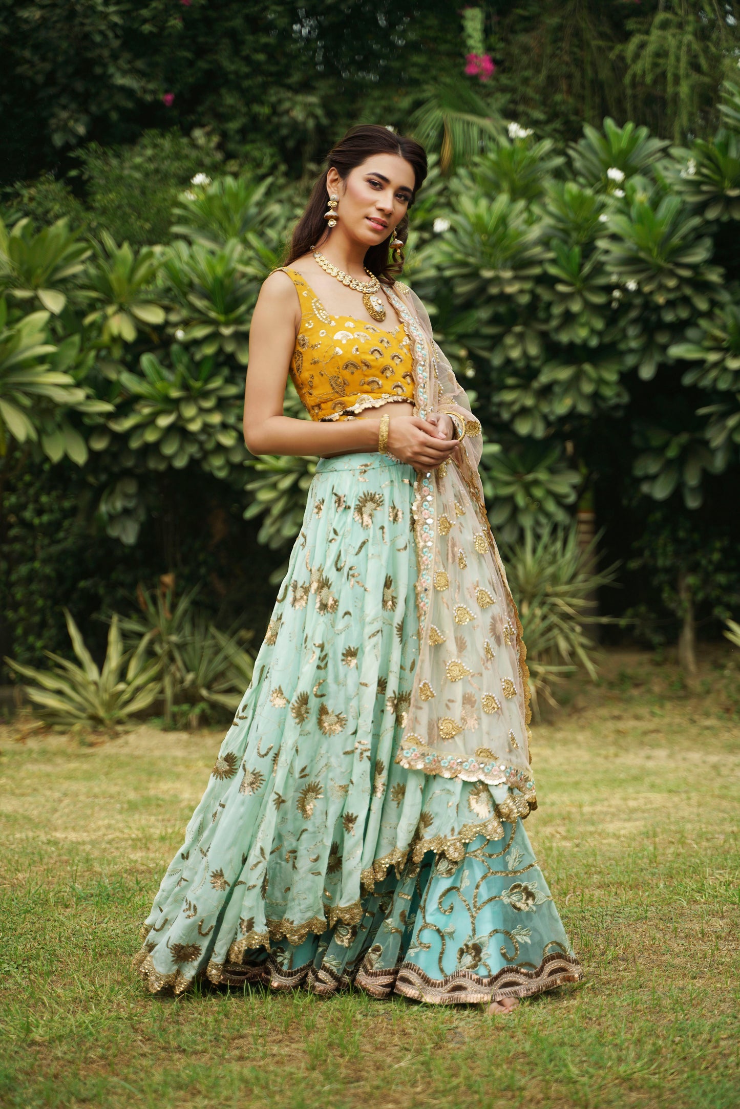 Colour Blocking Lehenga - Saaj By Ankita