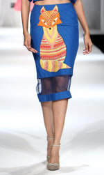 Load image into Gallery viewer, Fox Embroidered Pencil Skirt - Saaj By Ankita

