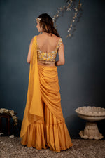 Load image into Gallery viewer, Mustard Yellow Sharara Saree with belt
