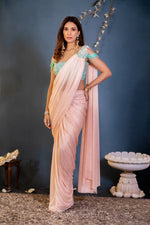 Load image into Gallery viewer, Pre-Draped Saree with Contrast Blouse
