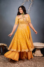 Load image into Gallery viewer, Sharara Suit with Anarkali Style Top

