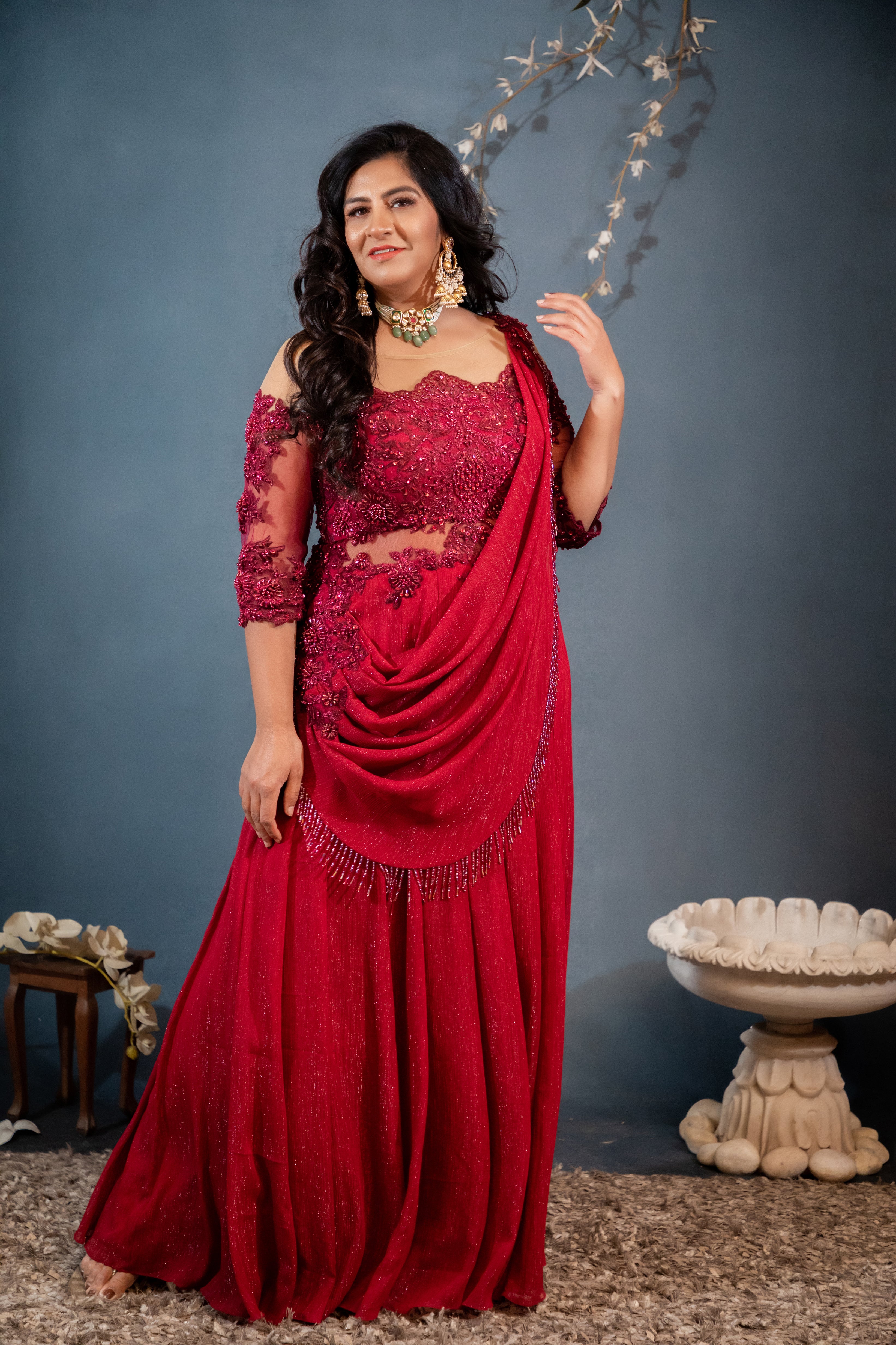 Ruby Anarkali-Saree