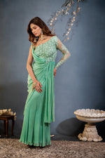 Load image into Gallery viewer, One Sleeve Saree Gown
