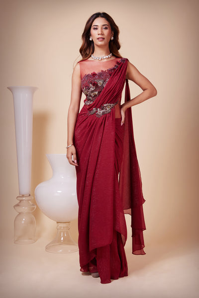 Ruby Saree Gown – Saaj By Ankita