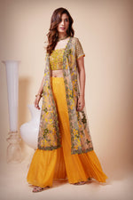 Load image into Gallery viewer, Sharara Set teamed with a Floral Organza Jacket
