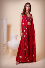 Load image into Gallery viewer, Aari Embroidered Long Jacket with Sharara Pants
