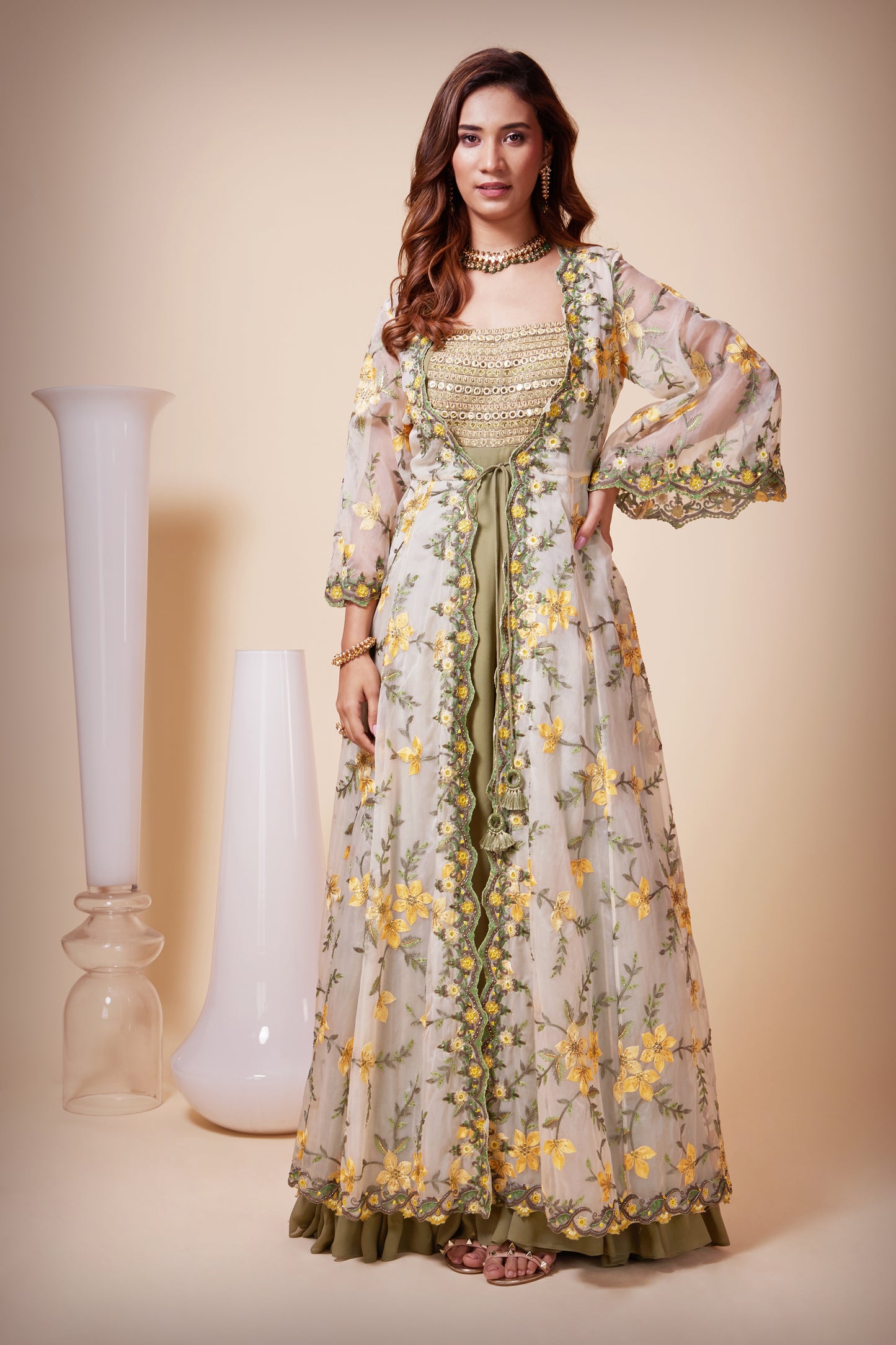 Organza Jacket with Jumpsuit