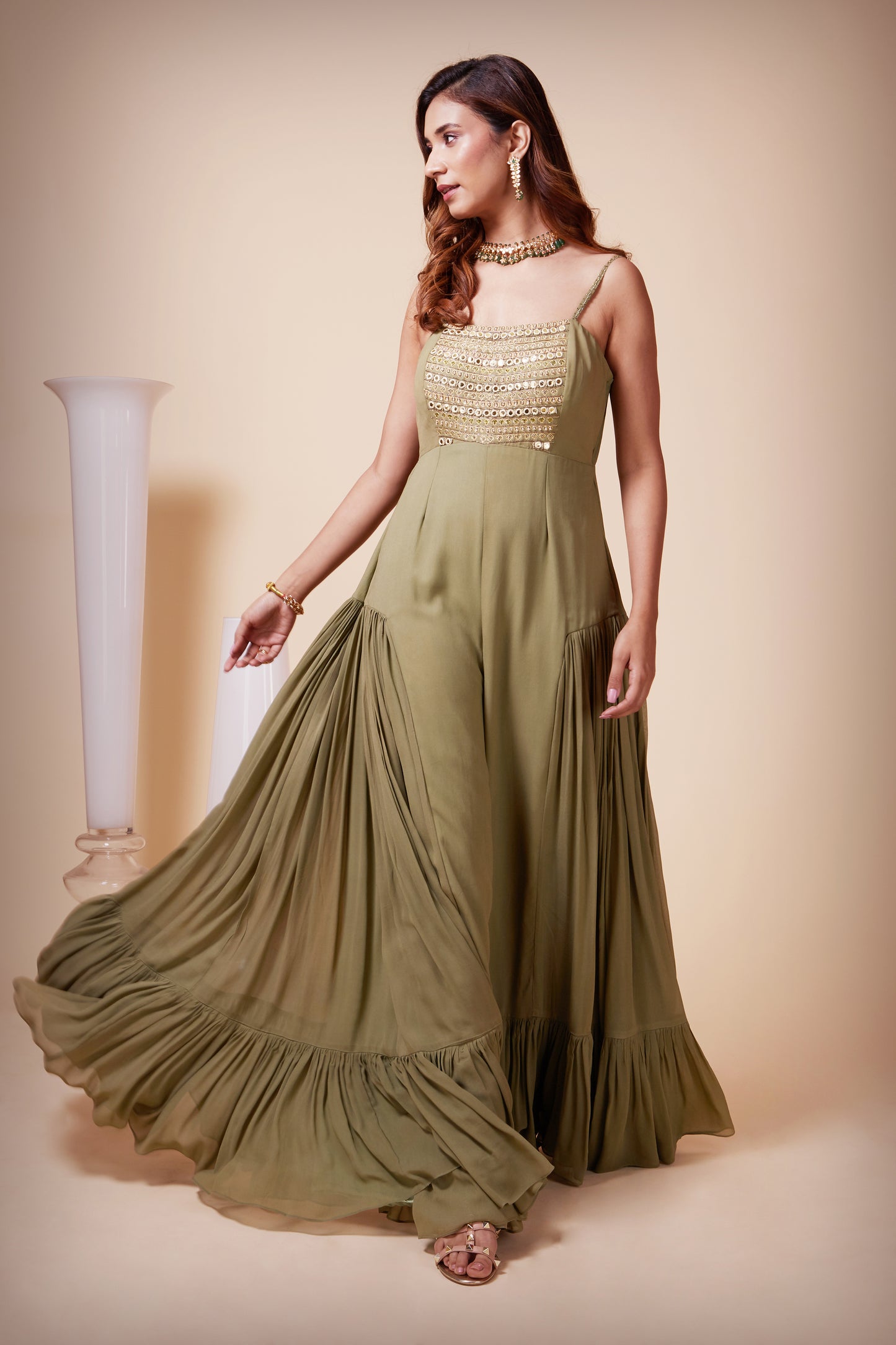 Organza Jacket with Jumpsuit
