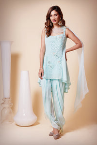 High & Low Flair Shirt with Dhoti Pants