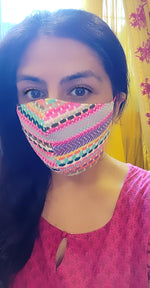 Load image into Gallery viewer, Pink Weave Mask - set of 3 - Saaj By Ankita
